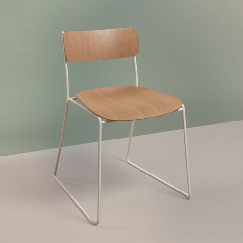 Chaise contemporaine - SEN 77,1 - NOMA Editions - d'intérieur / en chêne / avec piètement en acier laqué