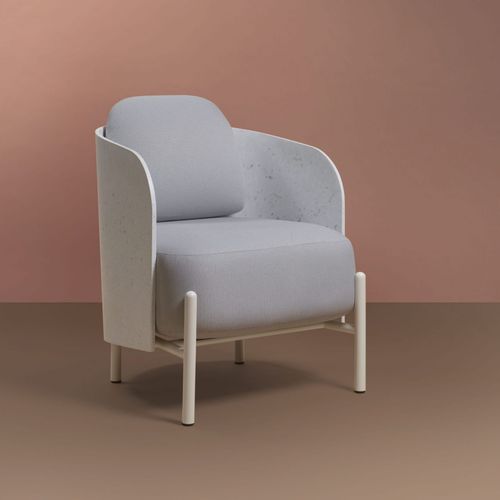 Fauteuil contemporain - ART 77,5 - NOMA Editions - en tissu / en acier laqué / avec coussin amovible