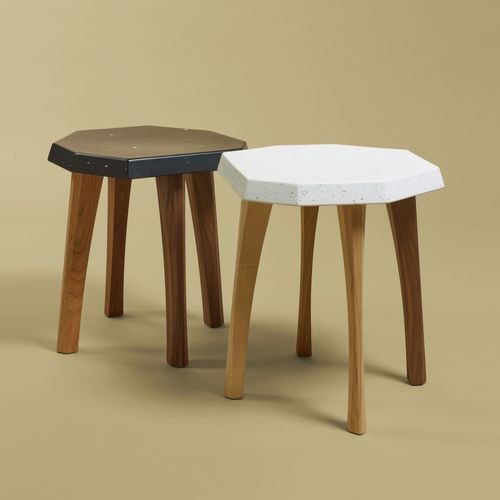 Tabouret contemporain - PLAST 74,9 - NOMA Editions - en plastique / en matières recyclées / avec piètement en hêtre