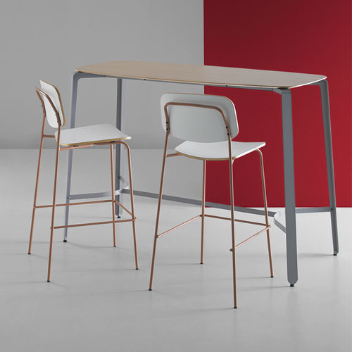 Table mange-debout contemporaine - CUA - Mobboli - en contreplaqué / avec piètement en métal / ronde