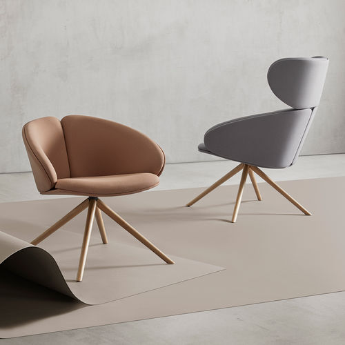 Fauteuil contemporain - PEACH - Mobboli - en tissu / en contreplaqué / avec repose-pieds
