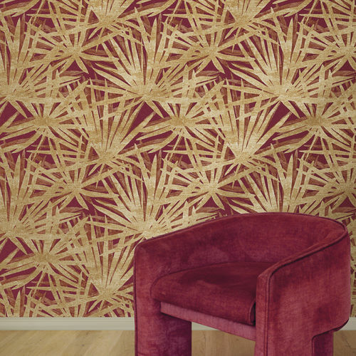 Papier peint contemporain - PALMA D'ORO - SIRPI - en vinyle / à motif floral / gris