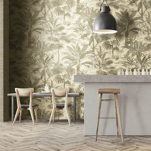 Papier peint contemporain - TROPICAL - SIRPI - en vinyle / à motif floral / aspect tissu