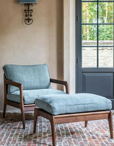 Fauteuil contemporain - HENRI  - Defleure Home Collection - en tissu / en cuir / en frêne
