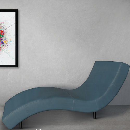 Chaise longue contemporaine - LYAM  - Defleure Home Collection - en tissu / en cuir / bleue
