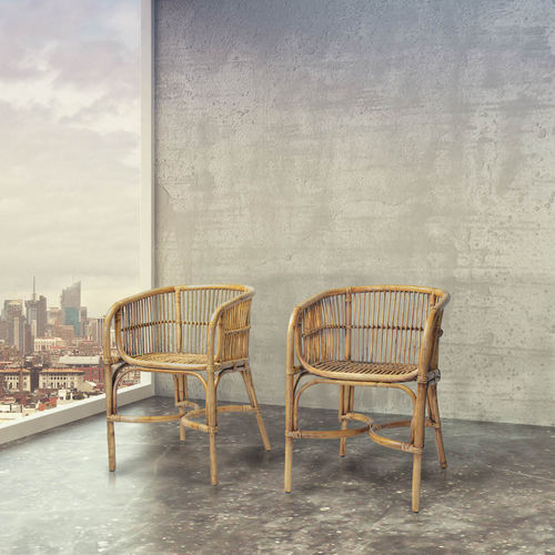 Chaise de jardin contemporaine - CLUB CHAIR RATTAN - Defleure Home Collection - d'extérieur / d'intérieur / en rotin