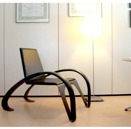 Fauteuil contemporain - KRIVA - Trackdesign - en cuir / en acier COR-TEN® / noir