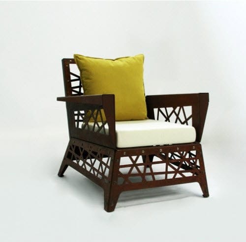 Fauteuil contemporain - MIKADO - Trackdesign - en tissu déperlant / en acier COR-TEN® / avec coussin amovible