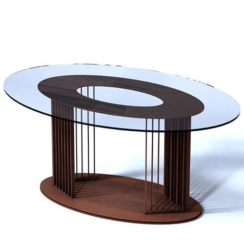 Table basse contemporaine - OVOV - Trackdesign - en verre trempé / avec piètement en acier COR-TEN® / ovale