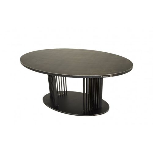 Table contemporaine - OVOV - Trackdesign - en bois / en verre trempé / avec piètement en acier COR-TEN®
