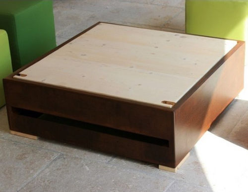 Table basse contemporaine - OPLÀ  - Trackdesign - en bois / en acier corten / avec piètement en acier