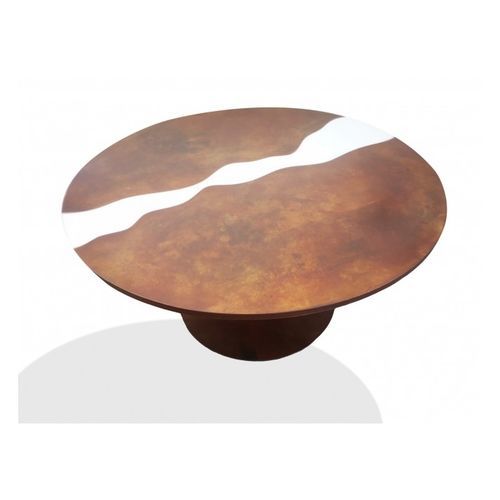 Table contemporaine - Hydro - Trackdesign - en résine / avec piètement en acier COR-TEN® / ronde