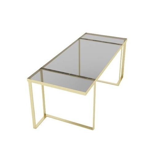 Table à manger contemporaine - JACKIE - Trackdesign - en verre fumé / avec piètement en laiton / rectangulaire