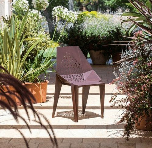 Chaise contemporaine - FOGLIA_001 - Trackdesign - d'intérieur / en acier COR-TEN® / avec piètement en tôle d'acier