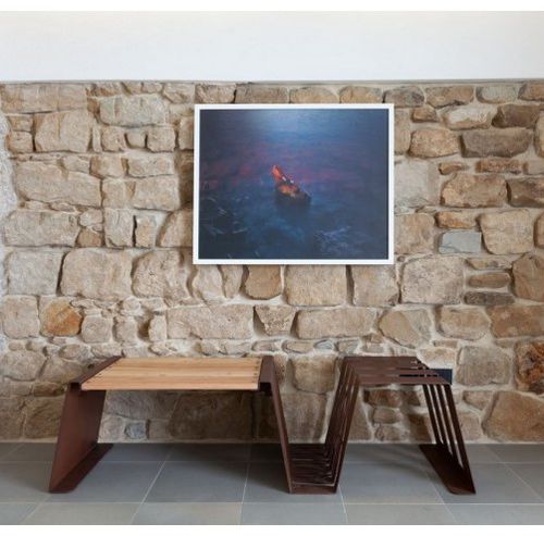 Banc de jardin contemporain - DUO - Trackdesign - en sapin / en acier COR-TEN® / sans dossier