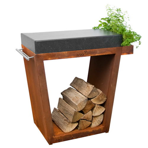 Plan de travail en bois - TRAPEZE BIG - ARTISS DESIGN - en acier / de cuisine / de jardin