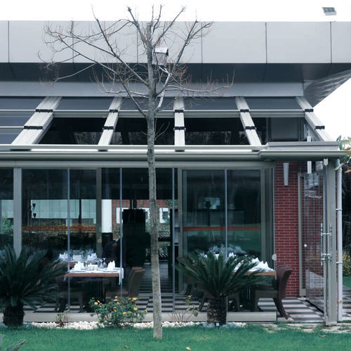 Toit vitré coulissant - SKYTECH - Aluminante - en aluminium / motorisé / pour terrasse