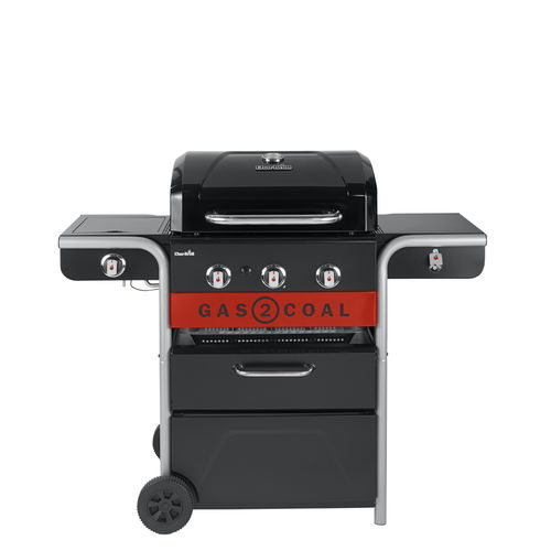 Barbecue à gaz - GAS2COAL 2.0 330 - CHARBROIL - sur roulettes / en fonte / en acier inoxydable