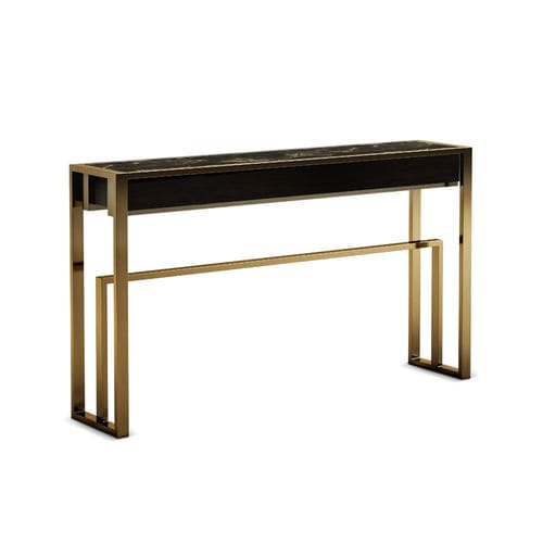 Console contemporaine - SUTTER - Porus studio - en chêne / en marbre / avec piètement en laiton brossé