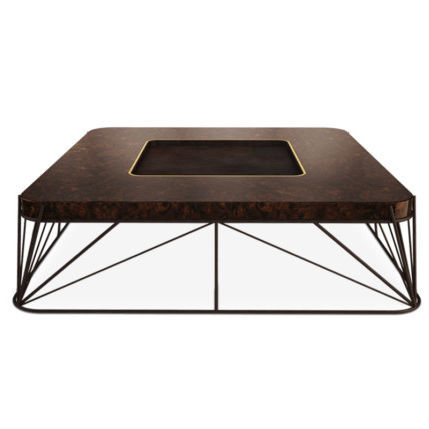 Table basse contemporaine - JUDD - Porus studio - en noyer / en bois verni brillant / en marbre