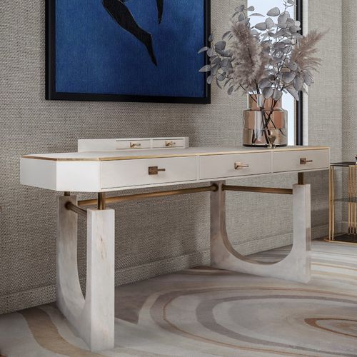 Bureau contemporain - LINCOLN - Porus studio - en bois laqué / en cuir