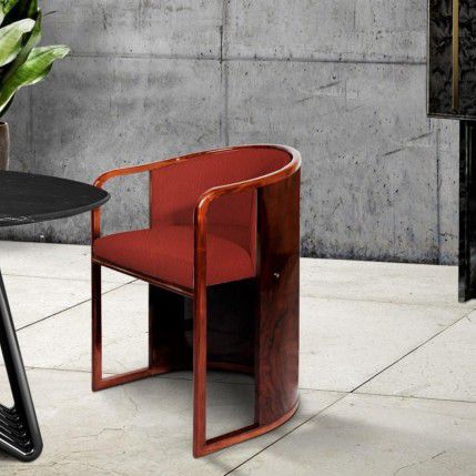Chaise de salle à manger contemporaine - RIDGE - Porus studio - d'intérieur / en cuir / en noyer