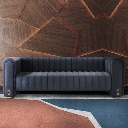 Canapé contemporain - INGLEWOOD - Porus studio - en cuir / gris / rouge
