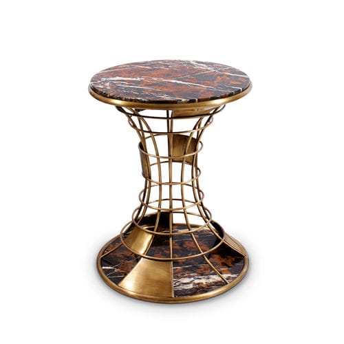 Table d'appoint contemporaine - BIRD HOUSE - Porus studio - en marbre / avec piètement en laiton brossé / avec piètement en marbre