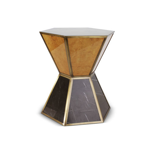 Table d'appoint contemporaine - BRYANT - Porus studio - en laiton brossé / en marbre / avec piètement en laiton brossé