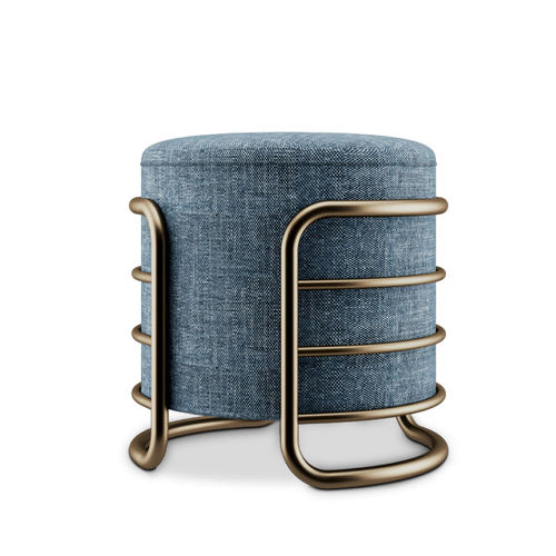 Tabouret contemporain - EERO - Porus studio - en velours / avec piètement en laiton poli / rond