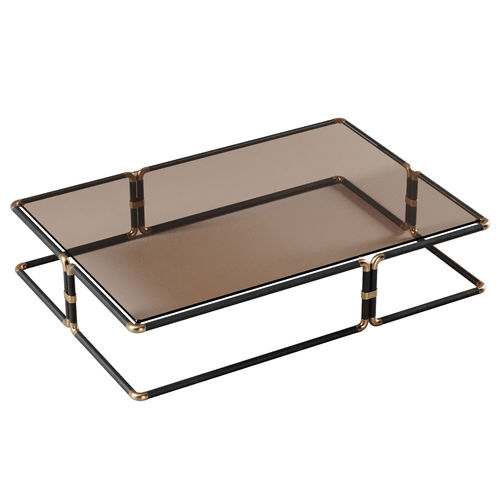 Table d'appoint contemporaine - DICKSON - Porus studio - en verre / en laiton brossé / avec piètement en bois