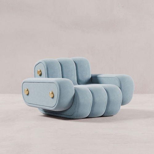 Fauteuil contemporain - DAKOTA - Porus studio - en cuir / en mousse / tapissé