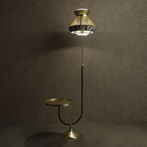 Lampe de sol - BENNETT - Porus studio - en laiton brossé / en métal laqué / en textile