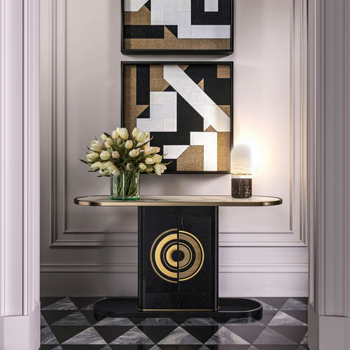 Console contemporaine - SOLOMON - Porus studio - en laiton brossé / en marbre / avec piètement en laiton poli