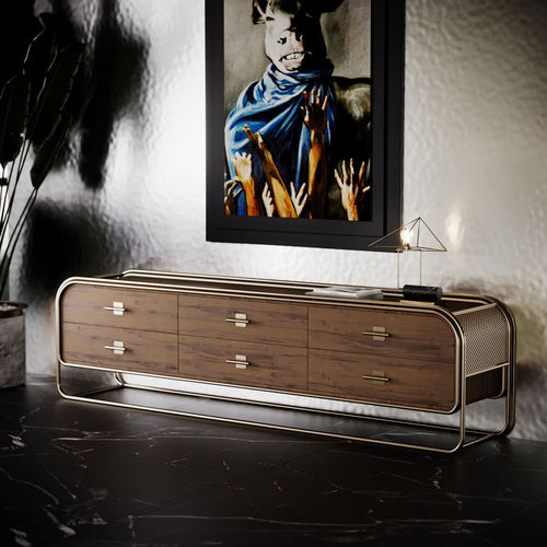 Commode Art Déco - COLUMBIA - Porus studio - en ébène / en laiton brossé / luge