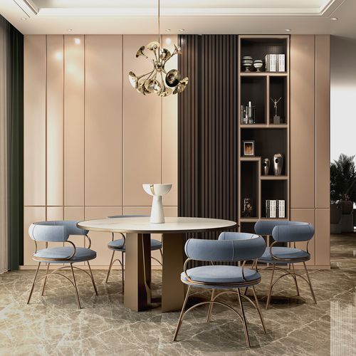Chaise de salle à manger contemporaine - AUSTIN - Porus studio - d'intérieur / en tissu / avec piètement en laiton poli