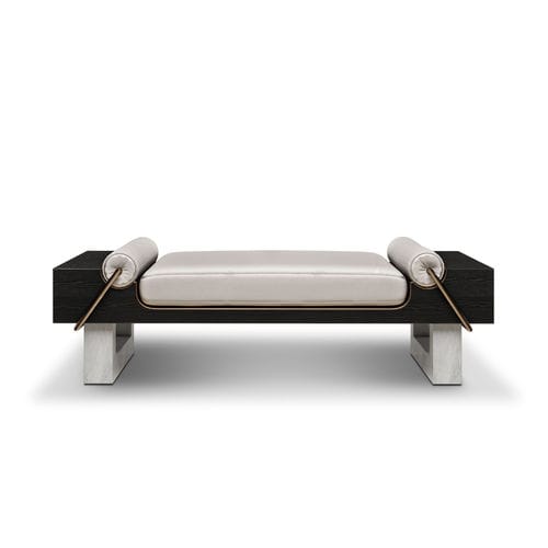 Banquette de style - KANSAS - Porus studio - en cuir / avec piètement en marbre / en frêne