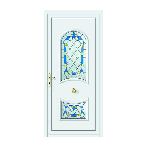 Porte d'entrée - ORO : AURORA  - ALUPORTA - en aluminium / battante / semi-vitrée