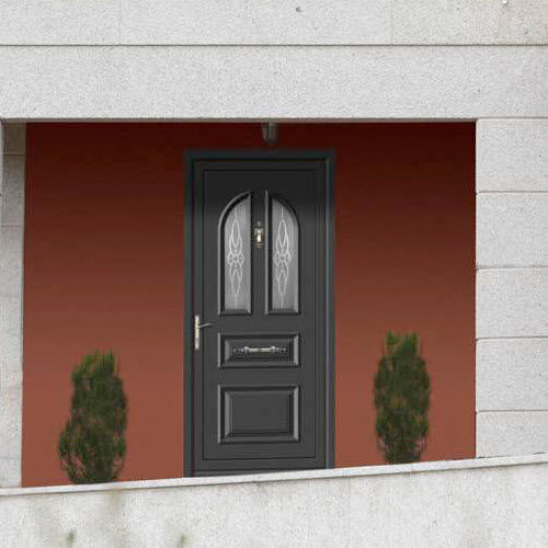 Porte d'entrée - CERES  - ALUPORTA - en aluminium / battante / semi-vitrée