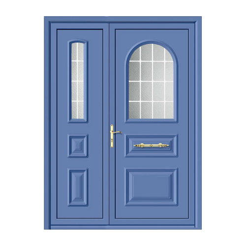 Porte d'entrée - VESTA - ALUPORTA - en aluminium / battante / semi-vitrée