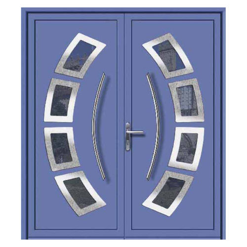 Porte d'entrée - ELEMENTS : BERILIO  - ALUPORTA - en aluminium / battante / semi-vitrée