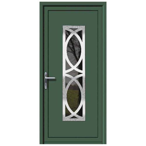 Porte d'entrée - ELEMENTS : MAGNESIO  - ALUPORTA - en aluminium / battante / semi-vitrée