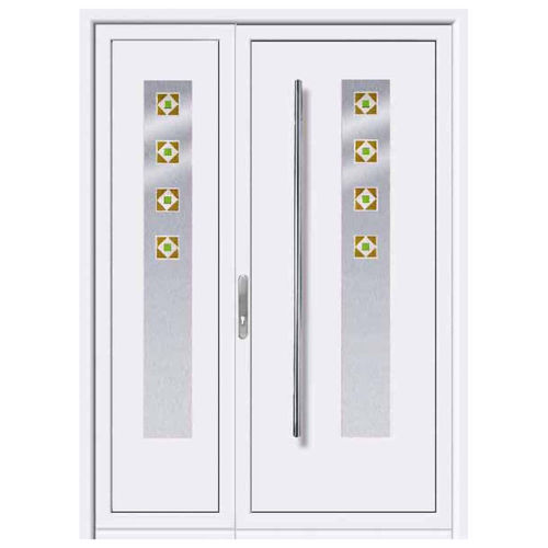 Porte d'entrée - ELEMENTS : OSMIO 1  - ALUPORTA - en aluminium / battante / semi-vitrée