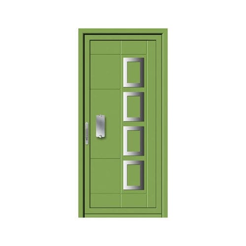 Porte d'entrée - HIERRO - ALUPORTA - en aluminium / battante / semi-vitrée