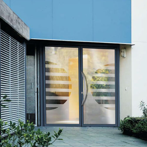 Porte d'entrée - MEGA - ALUPORTA - en aluminium / battante / vitrée