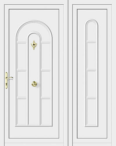 Porte d'entrée - PLATA : GRULLA  - ALUPORTA - en aluminium / battante / semi-vitrée