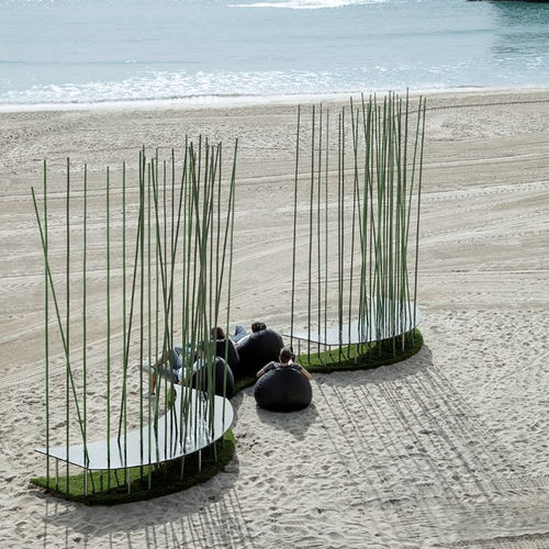 Banc public design original - WAVE  - Feel Green - en bois massif / en bambou / en métal