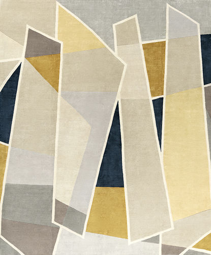 Tapis contemporain - GALERIES LAFAYETTE - Tapis Rouge - géométrique / en soie / en laine de Nouvelle Zélande