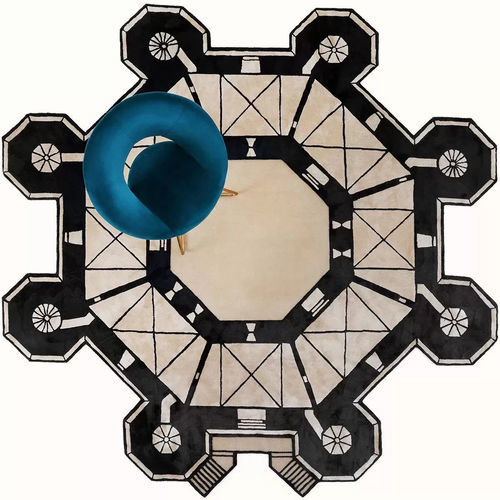Tapis contemporain - CASTELLO - Tapis Rouge - à motif géométrique / en laine / noué main