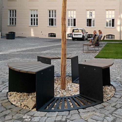 Grille d'arbre ronde - SEGMO - STREETPARK s.r.o. - en acier galvanisé / avec banc public intégré / avec range-vélo intégré